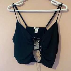 Rhinestone Crop top Blouse